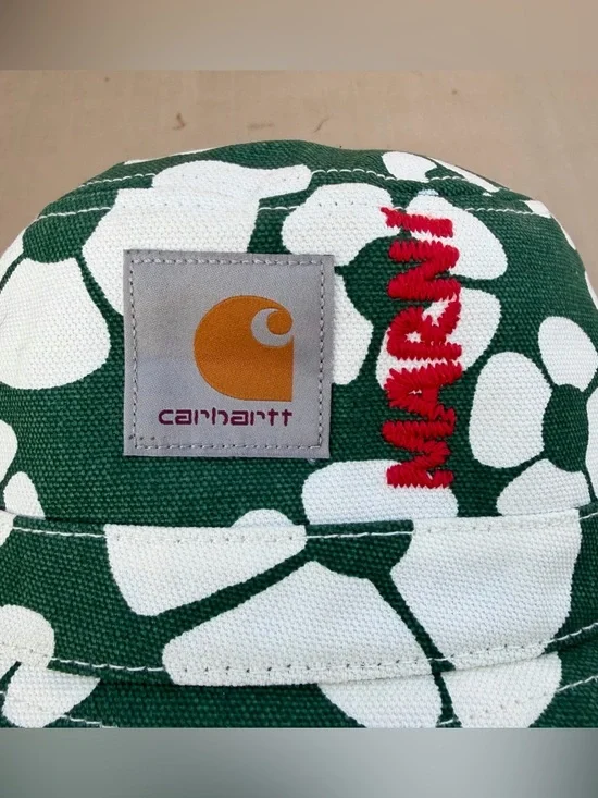 Marni x Carhartt WIP Floral Print Bucket Hat Green/White Size M-L - Picture 6 of 7